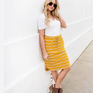 Yellow Striped Stretch Women's Skirt